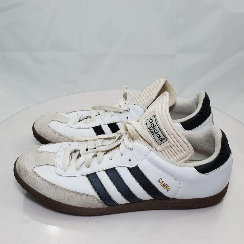 Vintage Y2K 2005 Adidas Samba Shoes Men 10.5 White Leather Soccer Sneakers